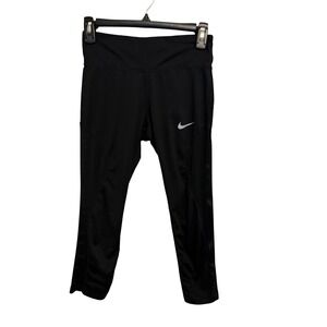 Nike Dri-Fit Black Athletic Capris Leggings Women's Size S Mesh Accents